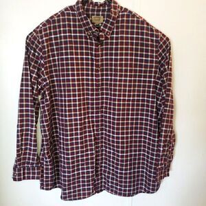 FOUNDRY Button Front Shirt Red Plaid Cotton Blend Long sleeve shirt Men's 3 XLT